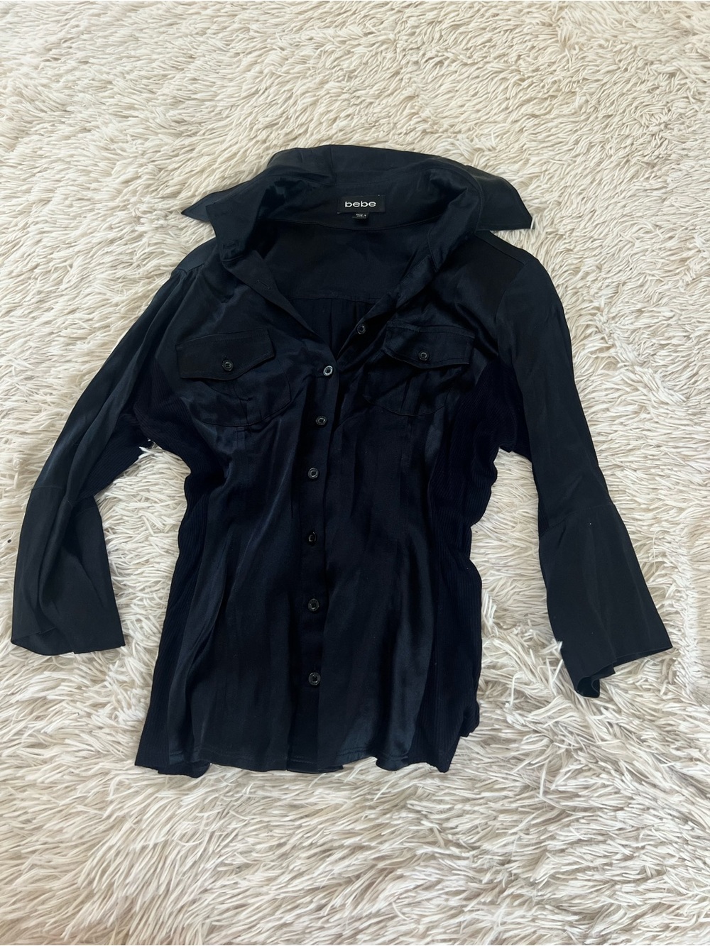 bebe Black Button-Down Shirt